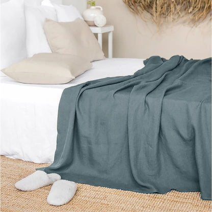 Simple Plain Linen Solid Color Single Double Bed Sheet