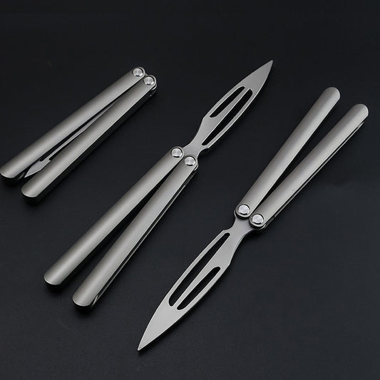 S Titanium Alloy Butterfly Knife Unopened Folding Fancy Hand Knife