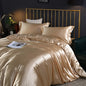 Solid Color Double-sided Silk Four-piece Set Silkworm Silk Satin Bed Sheet Quilt Cover