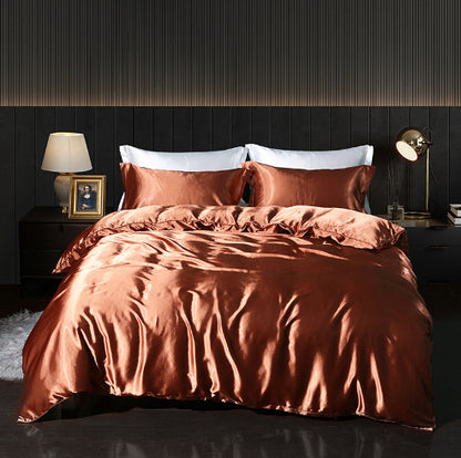 Solid Color Double-sided Silk Four-piece Set Silkworm Silk Satin Bed Sheet Quilt Cover