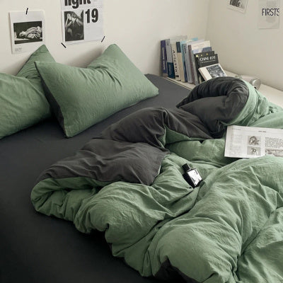 Solid Color Four-piece Set Simple Washed Sanding Duvet Cover