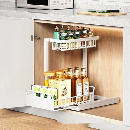 Kitchen Sink Rack Seasoning Dish Multi-function Pull-out Sink Storage Cabinet Layered Rack