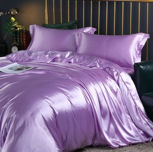 Solid Color Double-sided Silk Four-piece Set Silkworm Silk Satin Bed Sheet Quilt Cover