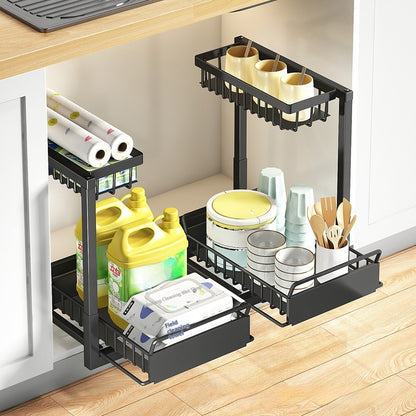 Kitchen Sink Rack Seasoning Dish Multi-function Pull-out Sink Storage Cabinet Layered Rack