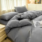 Solid Color Four-piece Set Simple Washed Sanding Duvet Cover