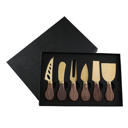 Walnut Wooden Handle Boxed Cheese Knife Set Baking Tools