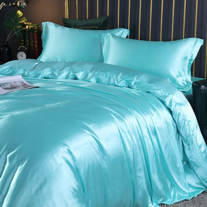 Solid Color Double-sided Silk Four-piece Set Silkworm Silk Satin Bed Sheet Quilt Cover